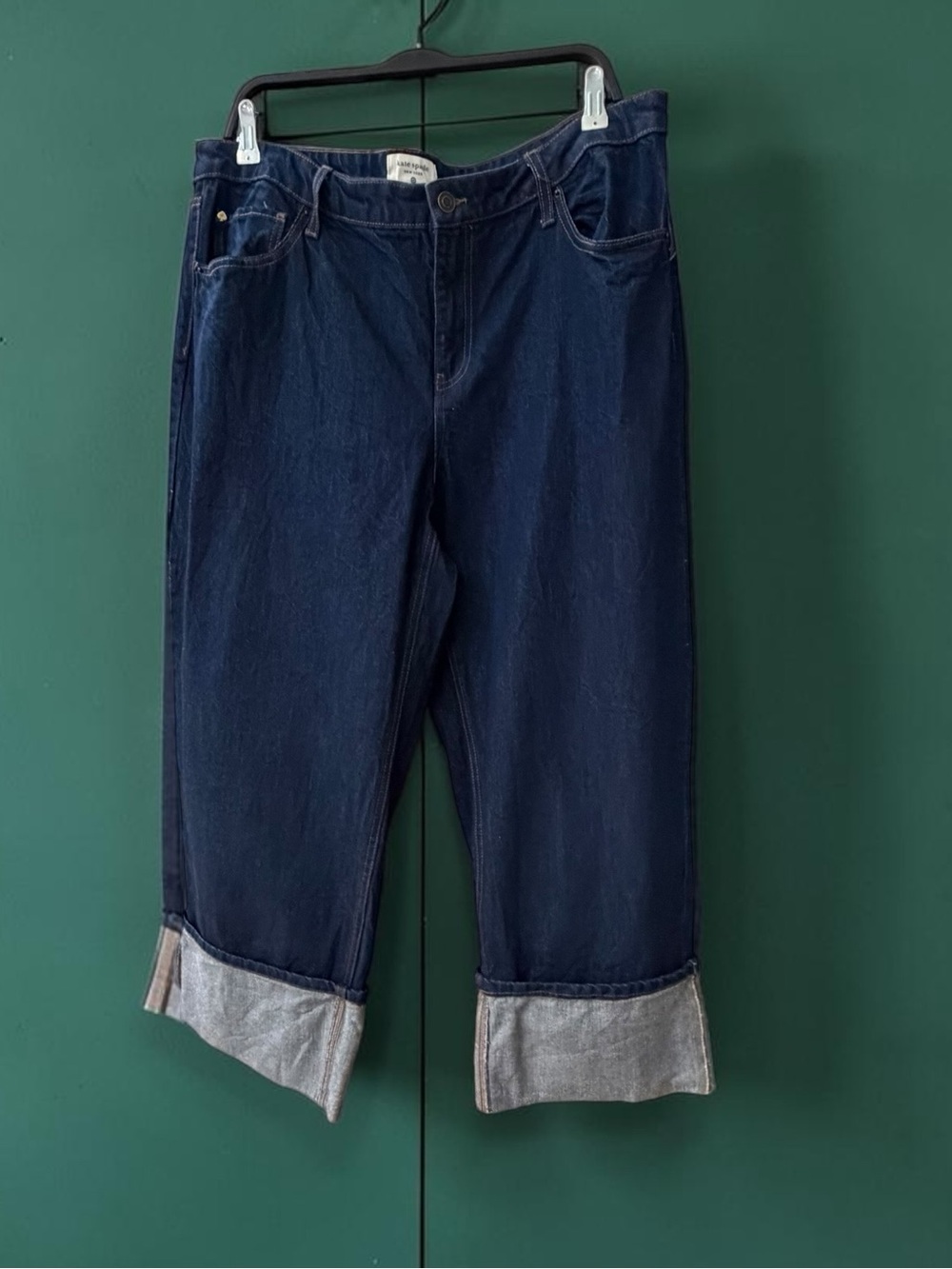 Kate Spade / Target Collab Wide Leg Cuffed Jeans. Dark Wash. Size :16